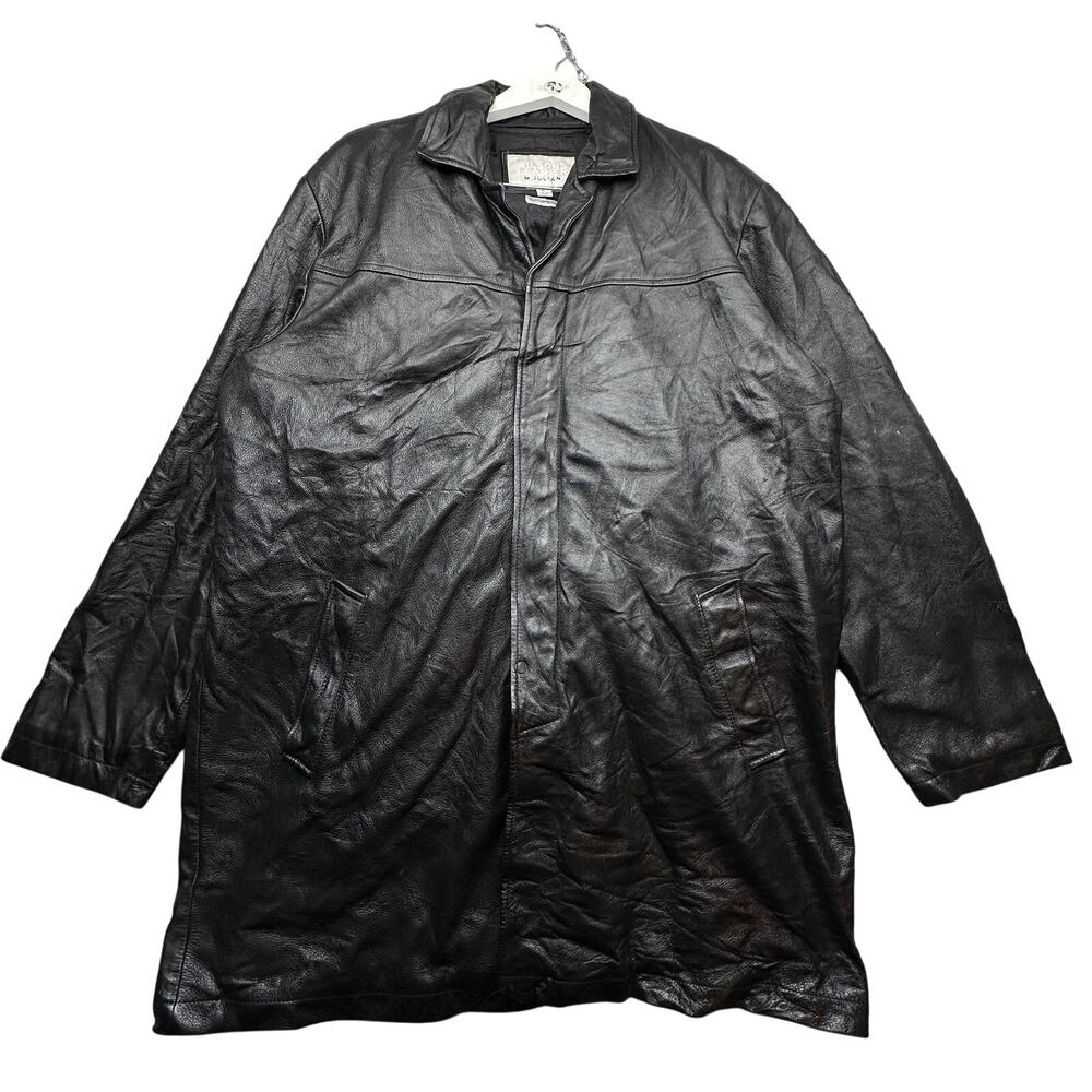 Wilsons Leather M Julian Long Black Leather Coat Mens Large Thinsulate Insulated